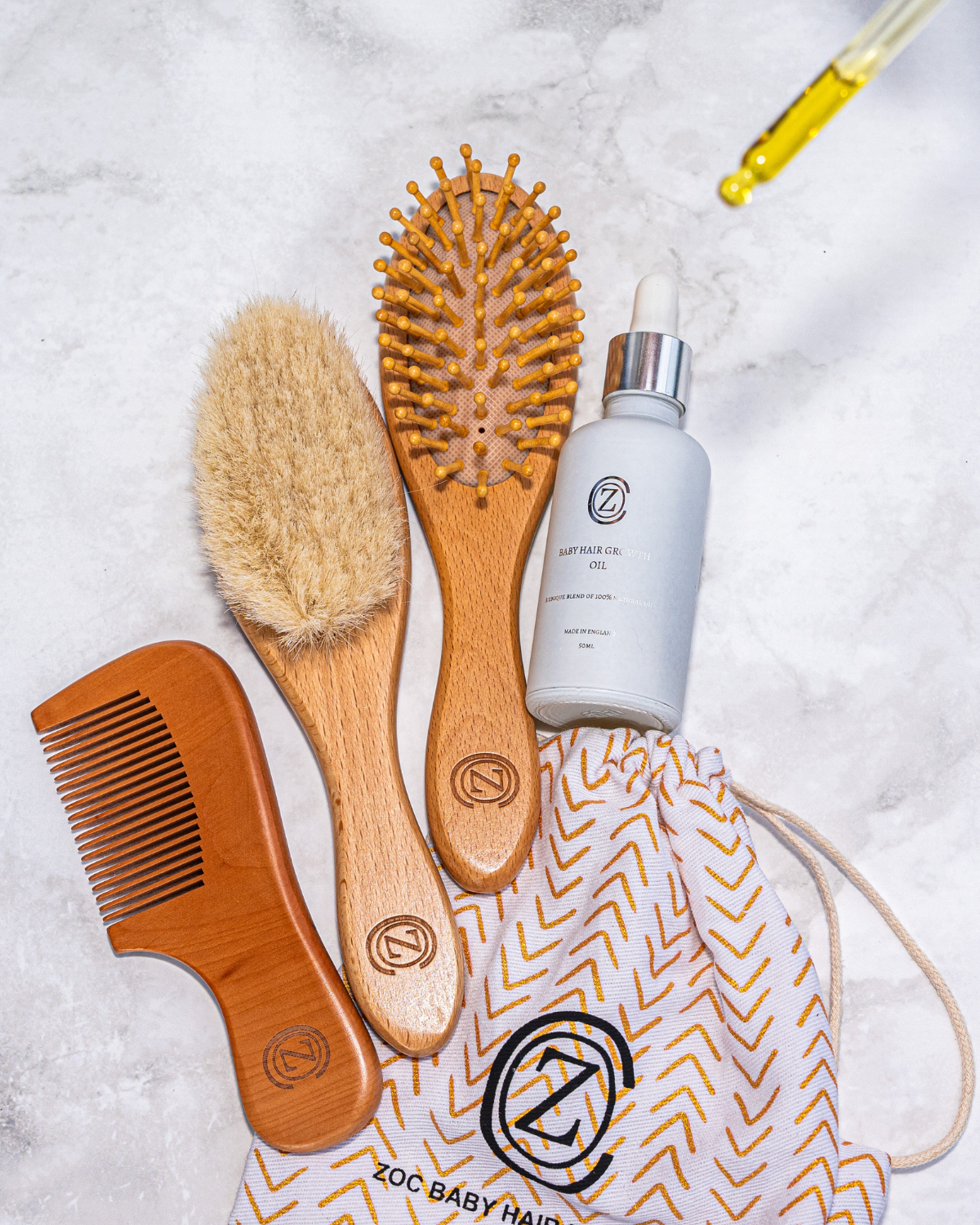 Baby Hair Oil and Brush Set